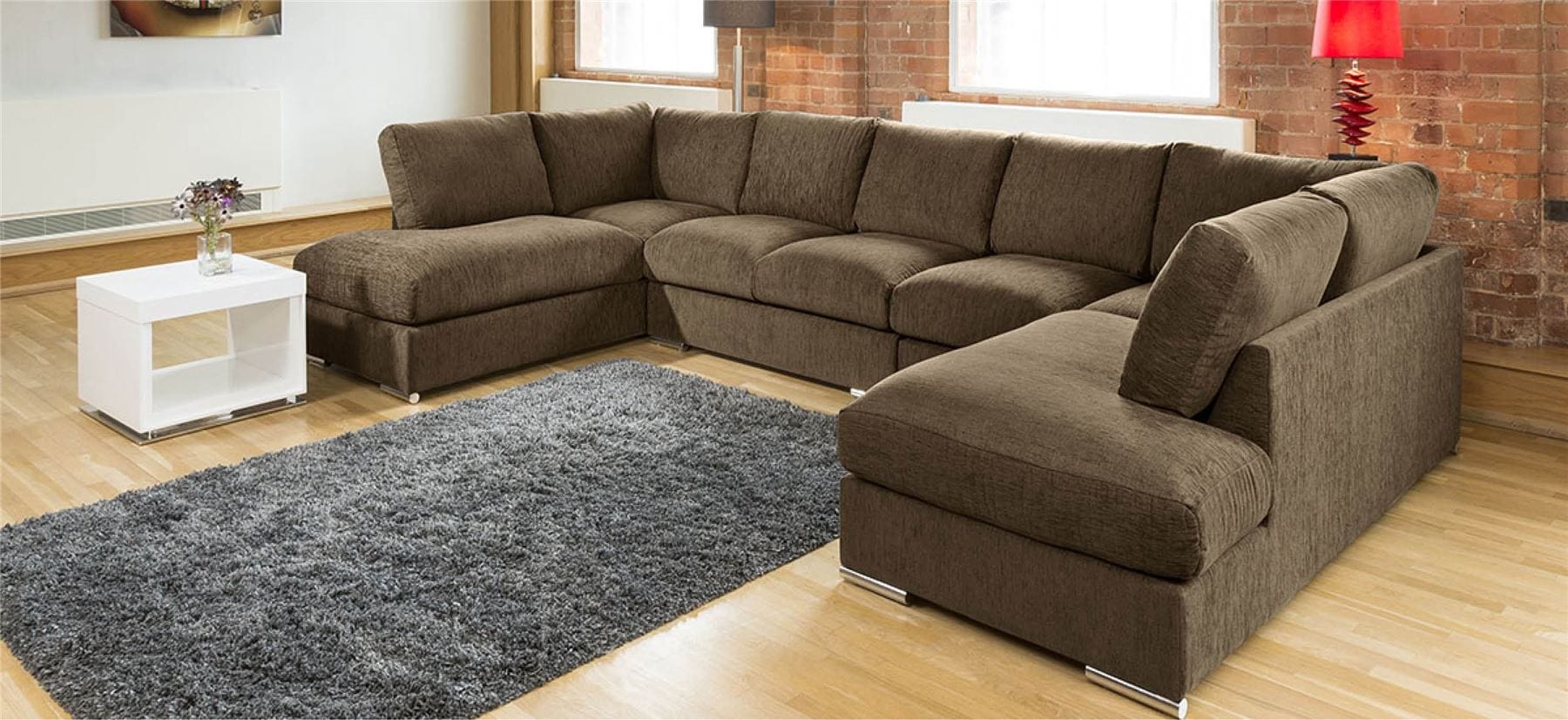 Quatropi Extra Large New Sofa Set Settee Corner Group U Shape Grey 4.0x2.1m
