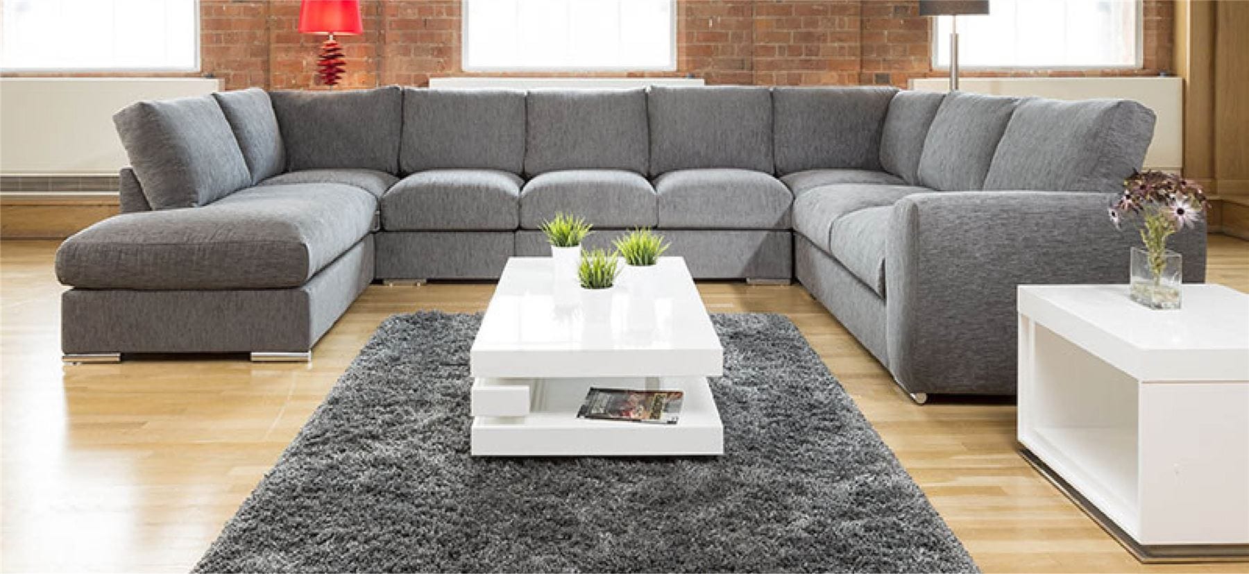 Quatropi Extra Large Sofa Set Settee Corner Group U / L Shape Grey 4.0 x 2.6m R