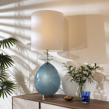 Quatropi Flam & Luce Calimera Modern Glass Tall Table Lamp Blue White Shade
