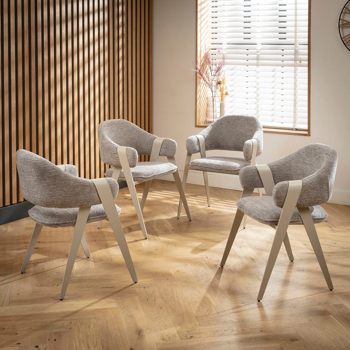 Set of 4 Freya Ultra-Modern Kitchen Dining Room Chairs with Arms Grey ...