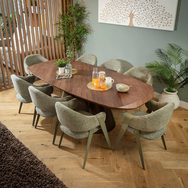 Quatropi Freya & Phoenix Large Modern 8 Seater Dining Set Green & Walnut