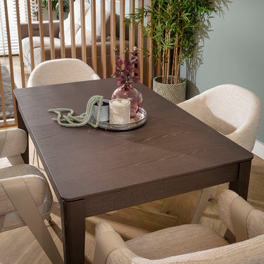 Quatropi Freya & Ruben 4 Seater Extendable Dining Set Cream & Brown Wood