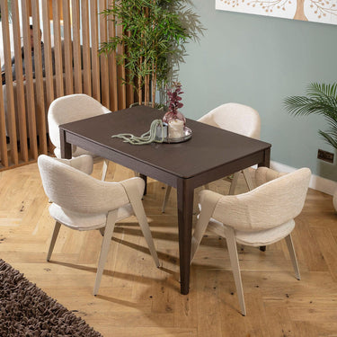Quatropi Freya & Ruben 4 Seater Extendable Dining Set Cream & Brown Wood