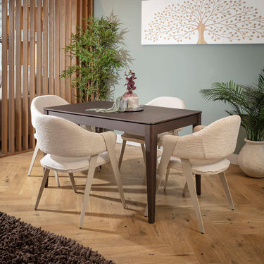 Quatropi Freya & Ruben 4 Seater Extendable Dining Set Cream & Brown Wood