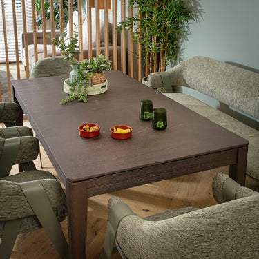 Quatropi Freya & Ruben 7 Seater Extendable Bench Dining Set Green & Brown Wood