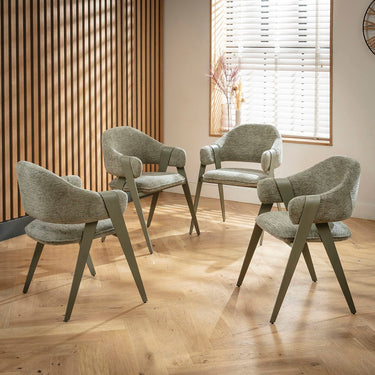 Quatropi Freya & Ruben Large 6 Seater Extendable Dining Set Green & Brown Wood
