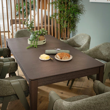 Quatropi Freya & Ruben Large 6 Seater Extendable Dining Set Green & Brown Wood