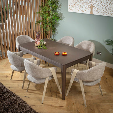 Quatropi Freya & Ruben Large 6 Seater Extendable Dining Set Grey & Brown Wood