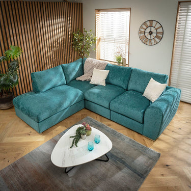 Quatropi Gala Modern L-Shape Corner Sofa Teal 265x210cm