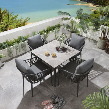 Quatropi Garden Square Bistro Table | Grey Aluminium & Ceramic Top 90cm × 90cm