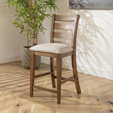 Quatropi Gemini Padded Wooden Counter Bar Stool Cream