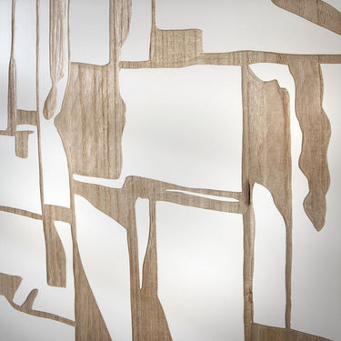 Quatropi Hand-Carved Abstract Wall Artwork White & Natural Wood 120x180cm