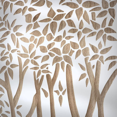 Quatropi Hand-Carved Tree 3-Piece Panel Wall Artwork White & Wood 120x120cm