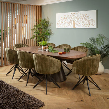 Quatropi Hattie & Phoenix Large Modern 8 Seater Dining Set Green & Walnut