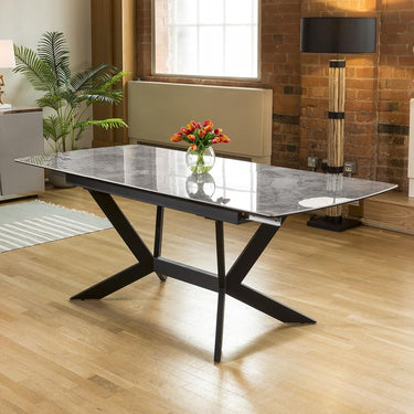 Quatropi Huge Emperor Grey Ceramic Dining Table Rectangle Extends 1.5 - 2m