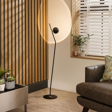 Quatropi Industrial Floor Lamp Black Metal Modern Angled Design - Dimmable LED