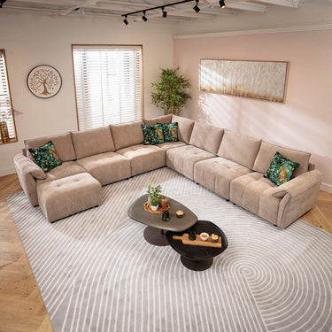 Quatropi Jasmin Large 7 Seater Modular Corner Sofa Beige 323x323cm 17