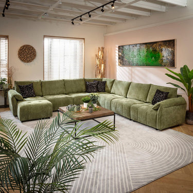 Quatropi Jasmin Large 7 Seater Modular Corner Sofa Green 323x323cm 17