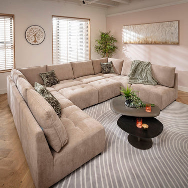 Quatropi Jasmin Large 8 Seater Modular U-Shape Corner Sofa Beige 320x235cm 18B