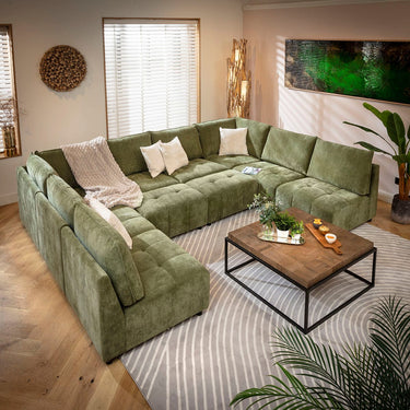 Quatropi Jasmin Large 8 Seater Modular U-Shape Corner Sofa Green 320x235cm 18B
