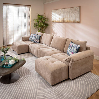 Quatropi Jasmin Large Modern 4 Seater Modular Chaise Sofa Settee Beige 323x138cm 7