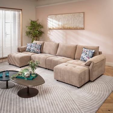 Quatropi Jasmin Large Modern 4 Seater Modular Chaise Sofa Settee Beige 323x138cm 7