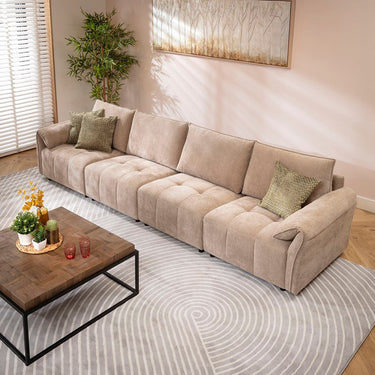 Quatropi Jasmin Large Modern 4 Seater Modular Sofa Settee Beige 323x88cm 16
