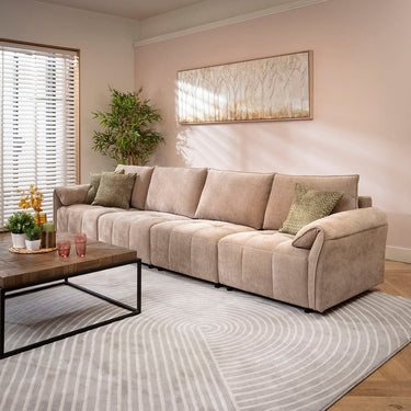 Quatropi Jasmin Large Modern 4 Seater Modular Sofa Settee Beige 323x88cm 16