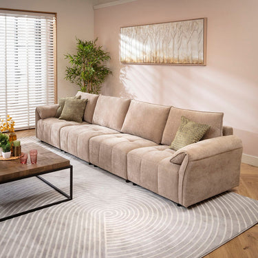 Quatropi Jasmin Large Modern 4 Seater Modular Sofa Settee Beige 323x88cm 16