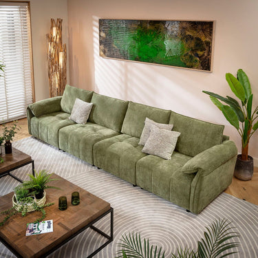 Quatropi Jasmin Large Modern 4 Seater Modular Sofa Settee Green 323x88cm 16