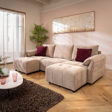Quatropi Jasmin Modern 3 Seater Modular U-Shape Chaise Sofa Beige 251x138cm 4