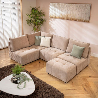 Quatropi Jasmin Modern 4 Seater Modular Corner Sofa Beige 235x160cm 20