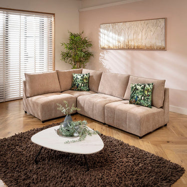 Quatropi Jasmin Modern 4 Seater Modular Corner Sofa Beige 235x160cm 22