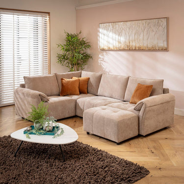Quatropi Jasmin Modern 4 Seater Modular Corner Sofa Beige 248x173cm 5
