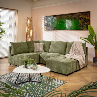 Quatropi Jasmin Modern 4 Seater Modular Corner Sofa Green 235x160cm 20