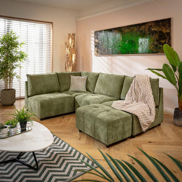 Quatropi Jasmin Modern 4 Seater Modular Corner Sofa Green 235x160cm 20
