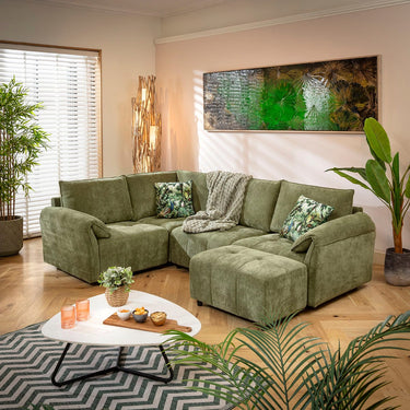 Quatropi Jasmin Modern 4 Seater Modular Corner Sofa Green 248x173cm 5