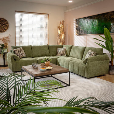 Quatropi Jasmin Modern 5 Seater Modular Corner Sofa Green 248x248cm 14
