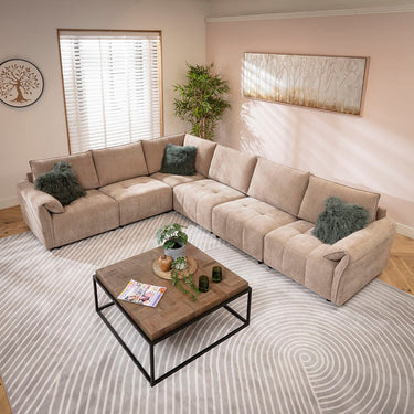 Quatropi Jasmin Modern 6 Seater Modular Corner Sofa Beige 323x248cm 15
