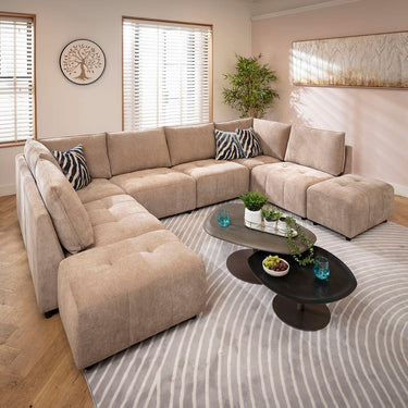 Quatropi Jasmin Modern 6 Seater Modular U-Shape Chaise Sofa Beige 320x210cm 10