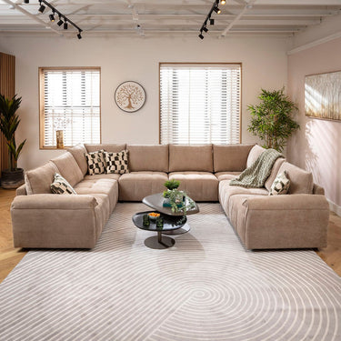 Quatropi Jasmin Modern 8 Seater Modular U-Shape Corner Sofa Beige 320x248cm 11