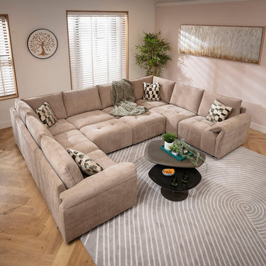 Quatropi Jasmin Modern 8 Seater Modular U-Shape Corner Sofa Beige 320x248cm 11B