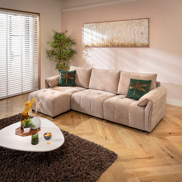Quatropi Jasmin Small 3 Seater Modular Corner Chaise Sofa Beige 251x138cm 2