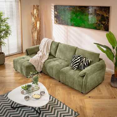 Quatropi Jasmin Small 3 Seater Modular Corner Chaise Sofa Green 251x138cm 2