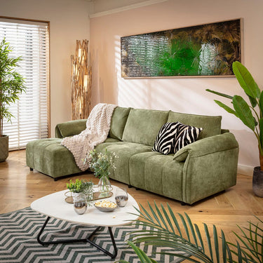 Quatropi Jasmin Small 3 Seater Modular Corner Chaise Sofa Green 251x138cm 2