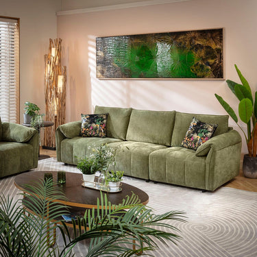 Quatropi Jasmin Small 3 Seater Sofa Green 251x88cm 1