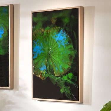 Quatropi KIT PART-Abstract Lotus Wall Artwork Black & Green 60x90cm