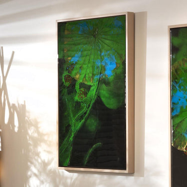 Quatropi KIT PART-Abstract Lotus Wall Artwork Black & Green 60x90cm