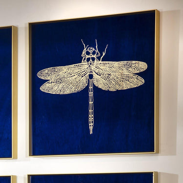 Quatropi KIT PART-Dragon Fly Gold Metal Framed Wall Artwork Blue 40x40cm