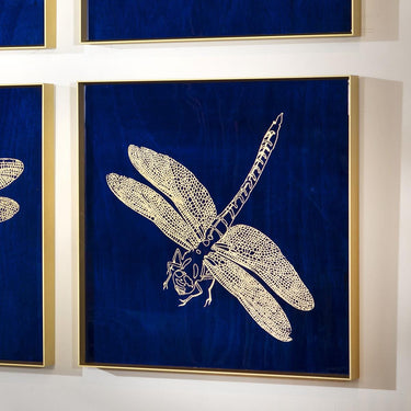 Quatropi KIT PART-Dragon Fly Gold Metal Framed Wall Artwork Blue 40x40cm